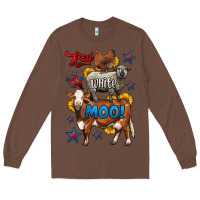 Chestnut red white moo farm animals 4th of july Long Sleeve Tee - LillyAllenDesigns