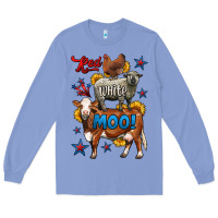 Colony Blue red white moo farm animals 4th of july Long Sleeve Tee - LillyAllenDesigns