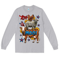 Moon Dust red white moo farm animals 4th of july Long Sleeve Tee - LillyAllenDesigns