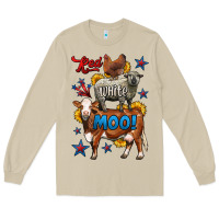 Red White Moo Farm Animals 4th Of July Long Sleeve Tee | Teevron