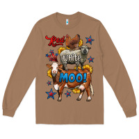 Toasted Coconut red white moo farm animals 4th of july Long Sleeve Tee - LillyAllenDesigns