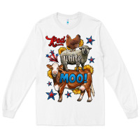 White red white moo farm animals 4th of july Long Sleeve Tee - LillyAllenDesigns