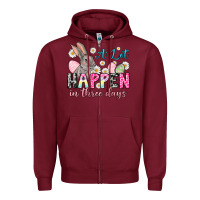 Burgundy A lot can happen in three days Zipper Hoodie - NancyCooperArtShop