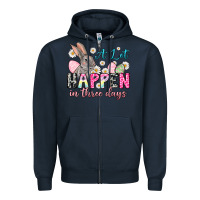 Navy A lot can happen in three days Zipper Hoodie - NancyCooperArtShop