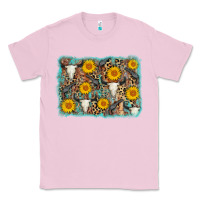 Bubblegum Pink cow skull sunflower background Classic Tee - AdoDesignShop
