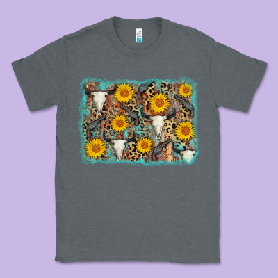 Cow Skull Sunflower Background Classic Tee Designed By Adodesignshop