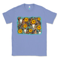 Colony Blue cow skull sunflower background Classic Tee - AdoDesignShop
