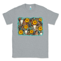 Heather Grey cow skull sunflower background Classic Tee - AdoDesignShop
