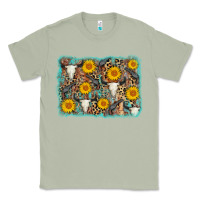 Matcha cow skull sunflower background Classic Tee - AdoDesignShop