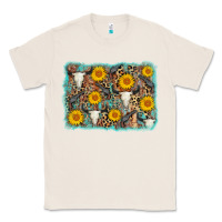 Natural cow skull sunflower background Classic Tee - AdoDesignShop