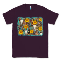 Plum cow skull sunflower background Classic Tee - AdoDesignShop