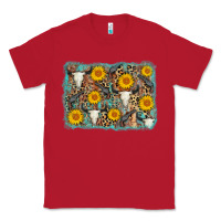 Red cow skull sunflower background Classic Tee - AdoDesignShop