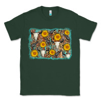 Sports Green cow skull sunflower background Classic Tee - AdoDesignShop