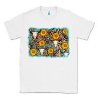 White cow skull sunflower background Classic Tee - AdoDesignShop