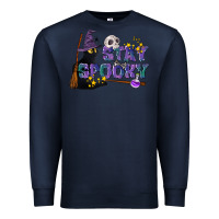 Navy Stay Spooky With Black Cat Premium Sweatshirt - LillyAllenDesigns