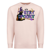 Pale Pink Stay Spooky With Black Cat Premium Sweatshirt - LillyAllenDesigns