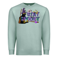 Seafoam Stay Spooky With Black Cat Premium Sweatshirt - LillyAllenDesigns