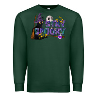 Sports Green Stay Spooky With Black Cat Premium Sweatshirt - LillyAllenDesigns