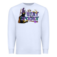 White Stay Spooky With Black Cat Premium Sweatshirt - LillyAllenDesigns