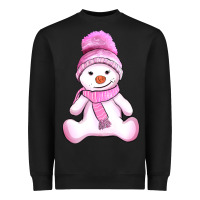 Black winter pink snowman and hat Heavyweight Sweatshirt - AdoDesignShop