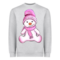 Heather Grey winter pink snowman and hat Heavyweight Sweatshirt - AdoDesignShop