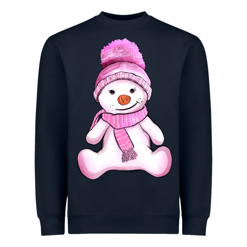 Winter Pink Snowman And Hat Heavyweight Sweatshirt by AdoDesignShop | Teevron