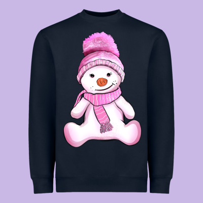 Winter Pink Snowman And Hat Heavyweight Sweatshirt Designed By Adodesignshop