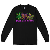 Black peace love mardi gras Long Sleeve Tee - BarkalooDesign