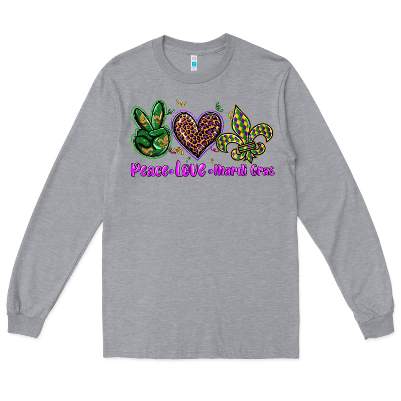 Peace Love Mardi Gras Long Sleeve Tee by BarkalooDesign | Teevron