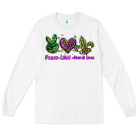 White peace love mardi gras Long Sleeve Tee - BarkalooDesign