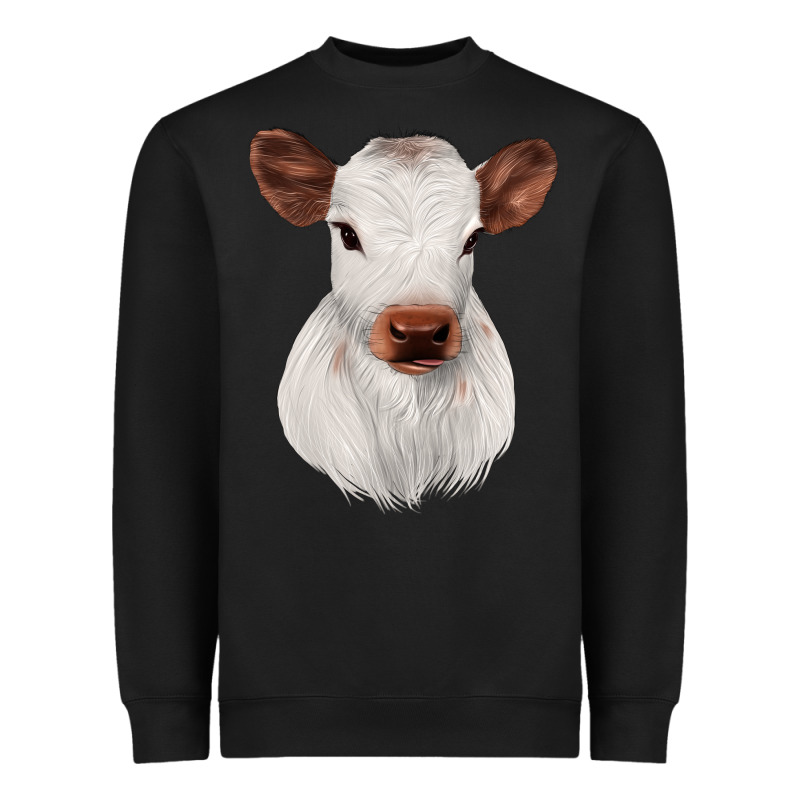 White Cute Calf Heavyweight Sweatshirt by JahusDesignShop | Teevron