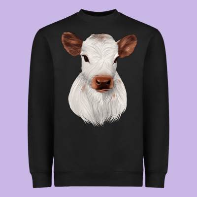 White Cute Calf Heavyweight Sweatshirt Designed By Jahusdesignshop
