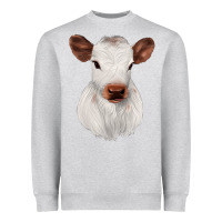 Heather Grey White Cute Calf Heavyweight Sweatshirt - JahusDesignShop