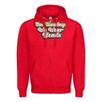 Red on tuesday we wear beads Zipper Hoodie - MaliasSmallBusiness
