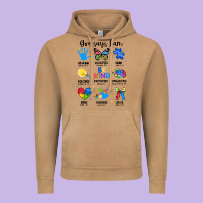 God Says I Am Autism Vintage Hoodie Designed By Jahusdesignshop