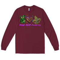 Burgundy peace love mardi gras Long Sleeve Tee - BarkalooDesign