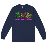 Navy peace love mardi gras Long Sleeve Tee - BarkalooDesign