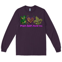 Plum peace love mardi gras Long Sleeve Tee - BarkalooDesign