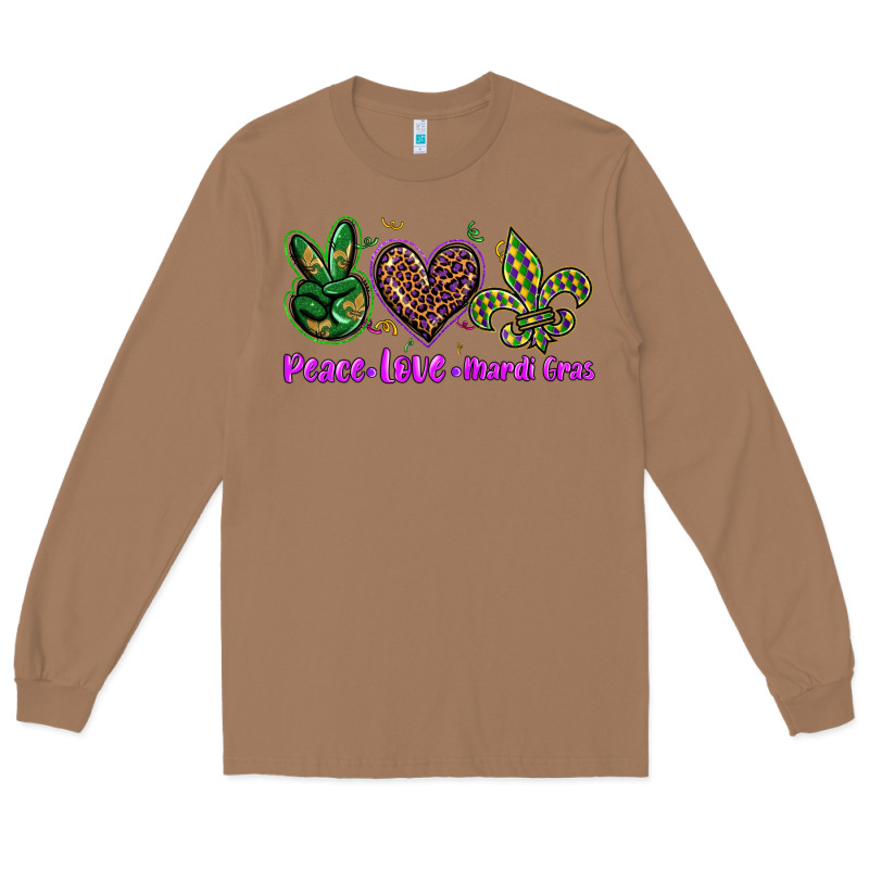 Peace Love Mardi Gras Long Sleeve Tee by BarkalooDesign | Teevron