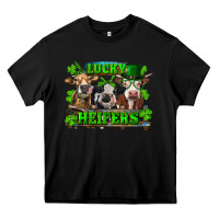 Black St Patricks Day Lucky Heifers Heavy Core Tee - RanaPortraitStore