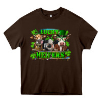 Chocolate Brown St Patricks Day Lucky Heifers Heavy Core Tee - RanaPortraitStore