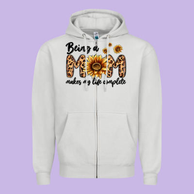 Being A Mom Makes My Life Complete Zipper Hoodie Designed By Maliassmallbusiness