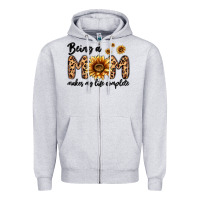 Heather Grey being a mom makes my life complete Zipper Hoodie - MaliasSmallBusiness