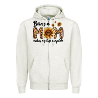 Oatmeal Heather being a mom makes my life complete Zipper Hoodie - MaliasSmallBusiness