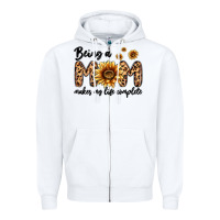 White being a mom makes my life complete Zipper Hoodie - MaliasSmallBusiness