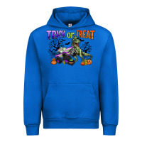 Cobalt trick or treat with monster truck and t rex Urban Hoodie - CowGirlArtShop