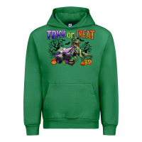 Emerald trick or treat with monster truck and t rex Urban Hoodie - CowGirlArtShop