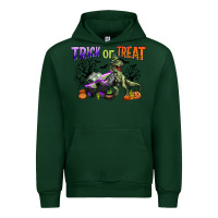 Forest Green trick or treat with monster truck and t rex Urban Hoodie - CowGirlArtShop
