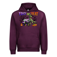 Mauve Wine trick or treat with monster truck and t rex Urban Hoodie - CowGirlArtShop