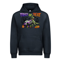Navy trick or treat with monster truck and t rex Urban Hoodie - CowGirlArtShop